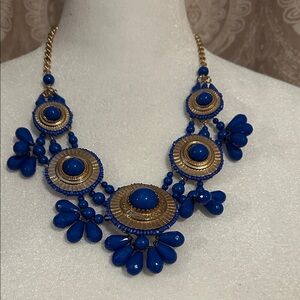 NWOT Elegant Blue and Gold Statement Necklace